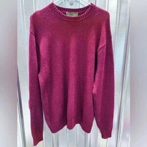 Orvis Mens Unisex Crewneck Wool Burgundy Wine Size‎ Large Winter Warm